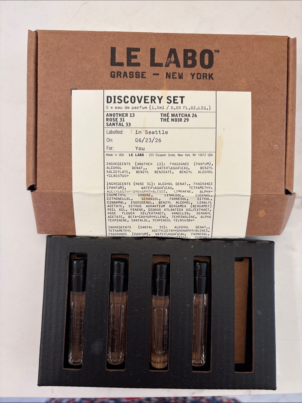 Le Labo sample perfumes